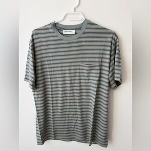Icebreaker Merino Wool Blend Striped T-Shirt Mens M Pocket Lightweight 21x28